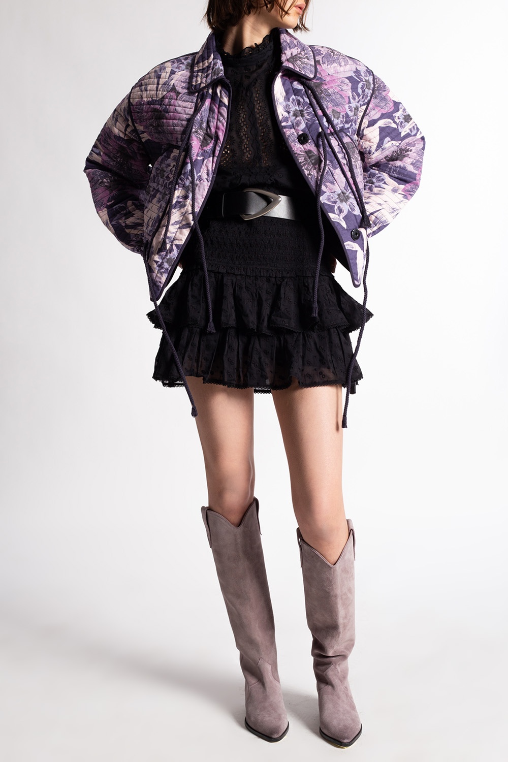 Floral - high-neck buttoned-up jacket Fit Blue